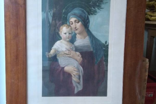 Marienbild mit schönem Echtholzrahmen 111 x 84 cm