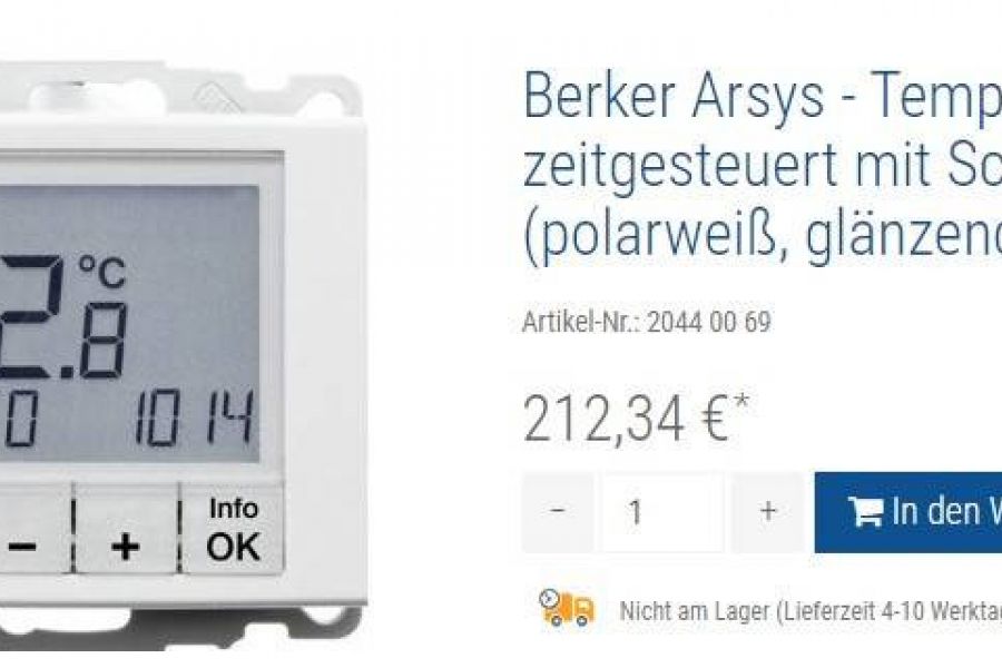 Berker  Arsys - Temperaturregler zeitgesteuert mit Schließer Weiß - Bild 1