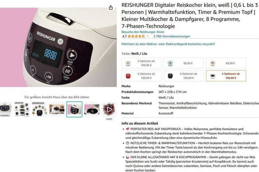 Digitaler Mini Reiskocher und Dampfgarer (NP 109,99€) - Neu - Bild 1